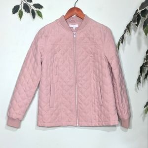 NWT New Directions Quilted Rose Gold Bomber Coat